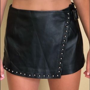 Black leather skort